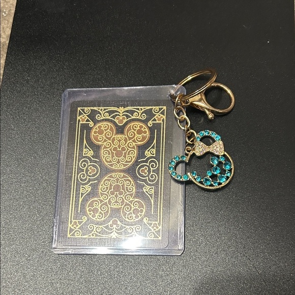 Other - Gold and Teal Keychain with Card and Holder